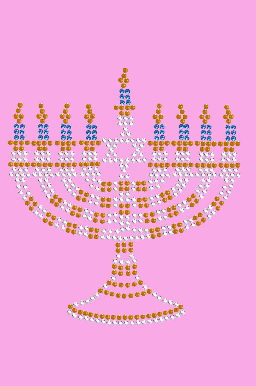 Menorah - Small (Blue, Silver, & Gold) - Womens T-shirt