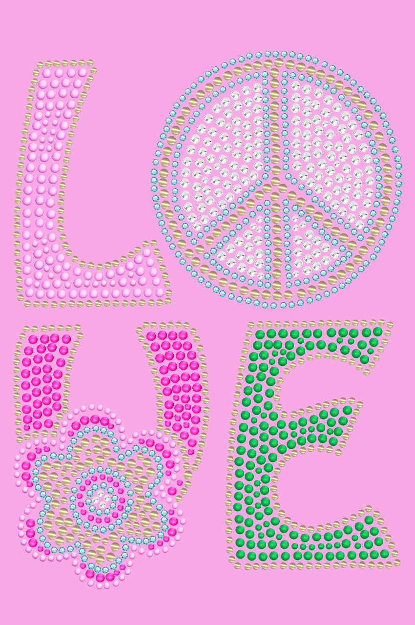 Love with Peace Sign & Flower - Womens T-shirt