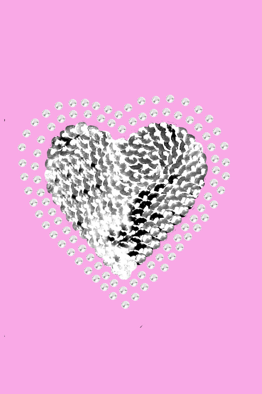 Sequin Silver Heart - Womens T-shirt