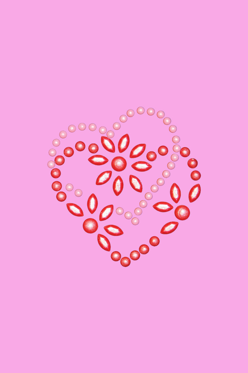Pink & Red Flower Heart - Womens T-shirt