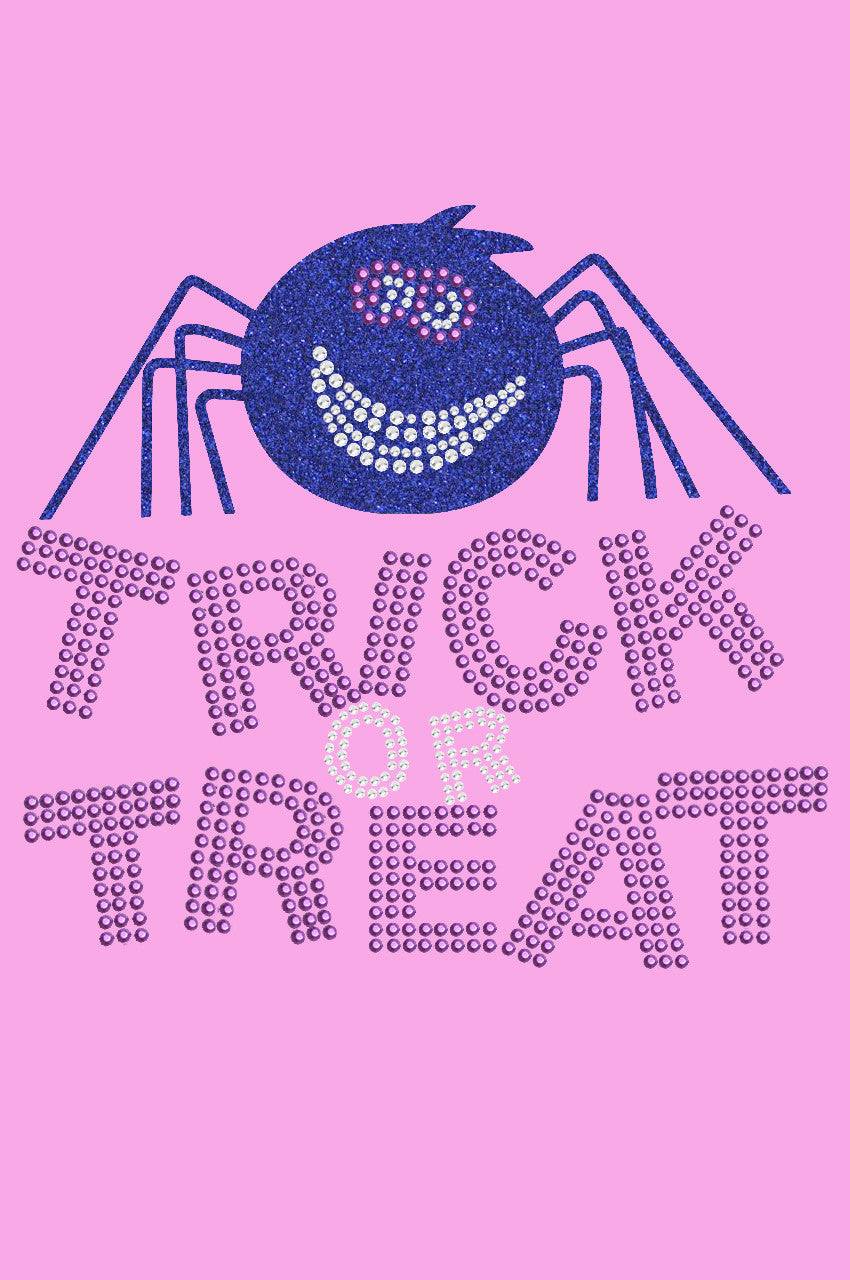 Trick or Treat with Blue Glitter Spider - Womens Tee