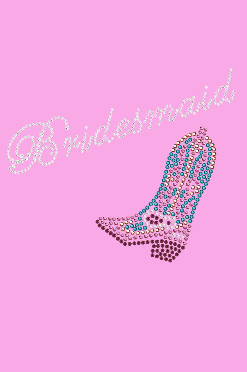 Bridesmaid with Pink/Turquoise Cowboy Boot- Womens T-shirt