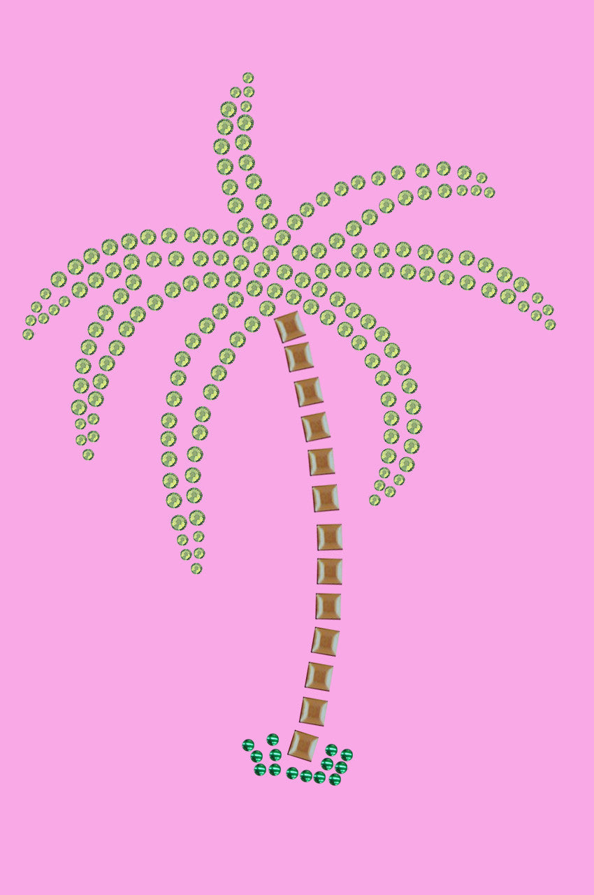 Palm Tree (Green Rhinestones) - Womens T-shirt