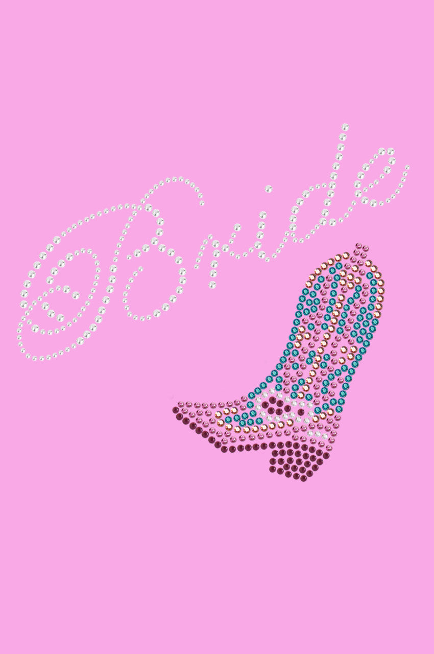 Bride with Pink/Turquoise Cowboy Boot- Womens T-shirt
