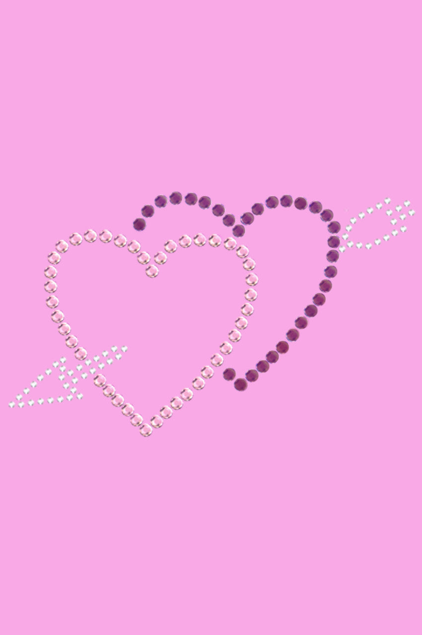 Pink & Purple Hearts with Arrow - Womens T-shirt