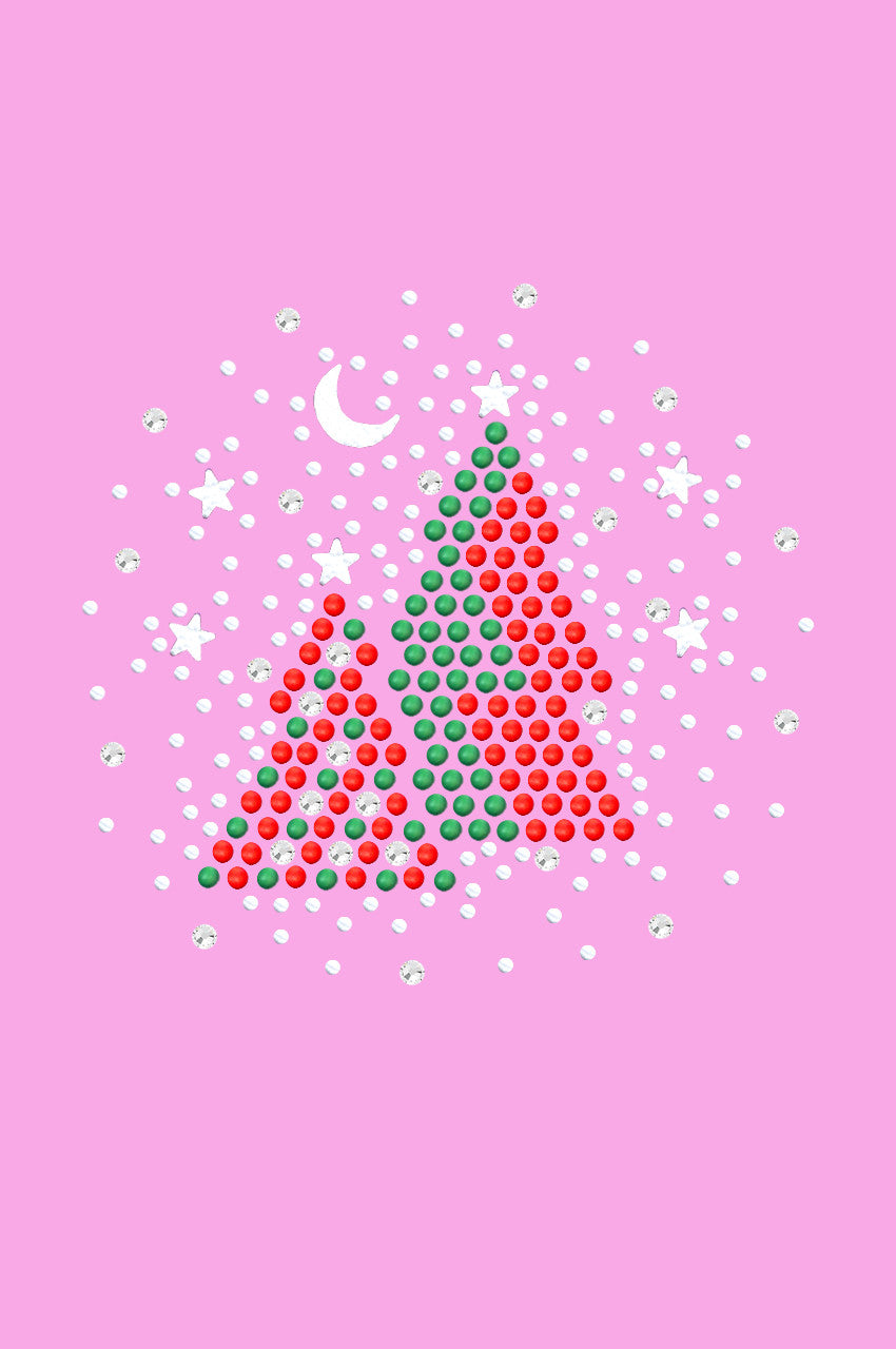 Red & Green Christmas Trees with Austrian crystal Snowflakes - Womens T-shirt
