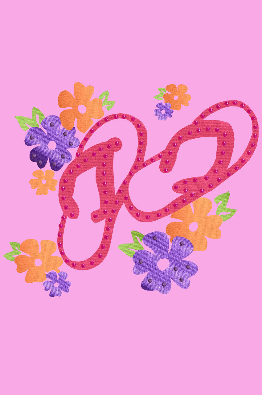 Satin Flip Flops with Flowers - Women's T-shirt