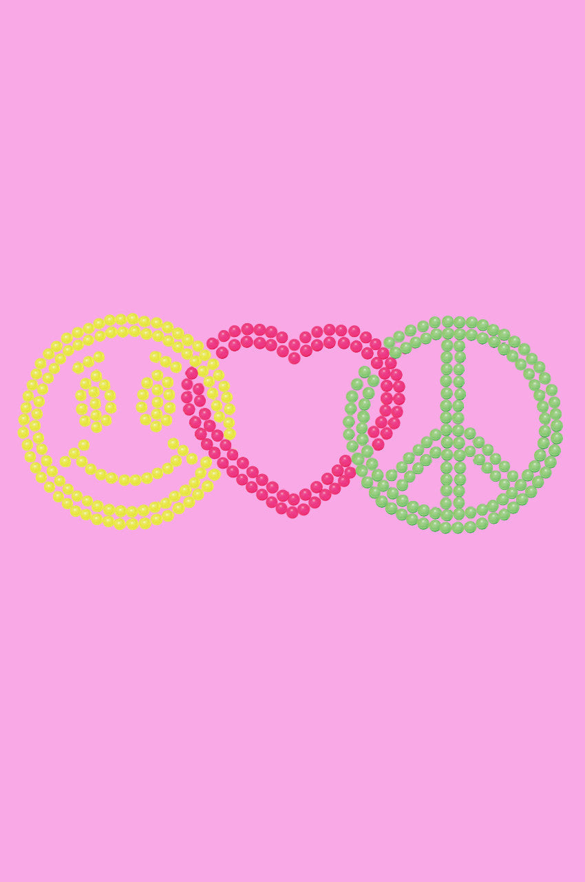 Smiley Face, Love, Peace - Womens T-shirt