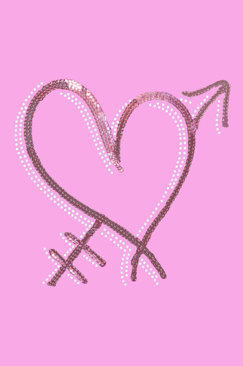 Pink Sequin Heart with Arrow - Womens T-shirt