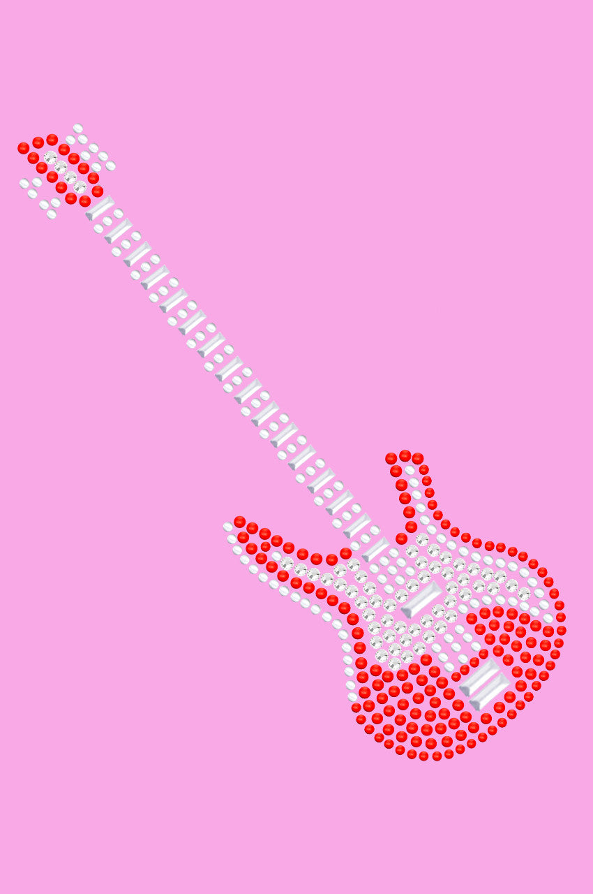 Guitar (Red Austrian crystal) - Womens T-shirt