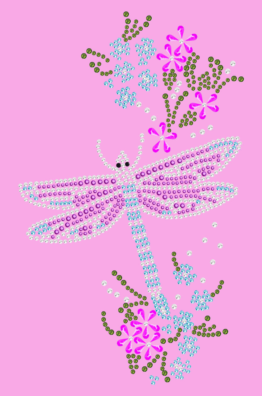 Dragonfly with Flowers - Womens Tee