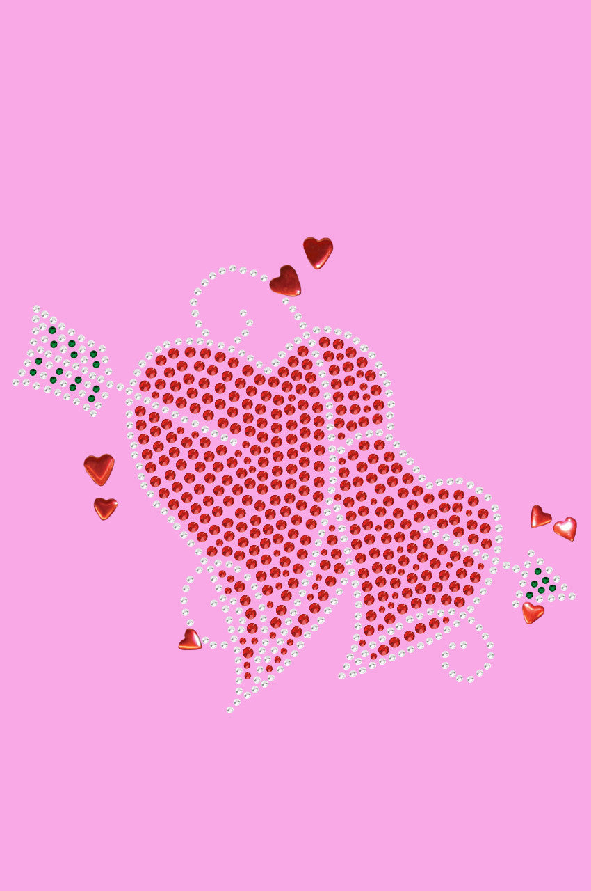 Red Rhinestone Hearts with Arrow - Womens T-shirt