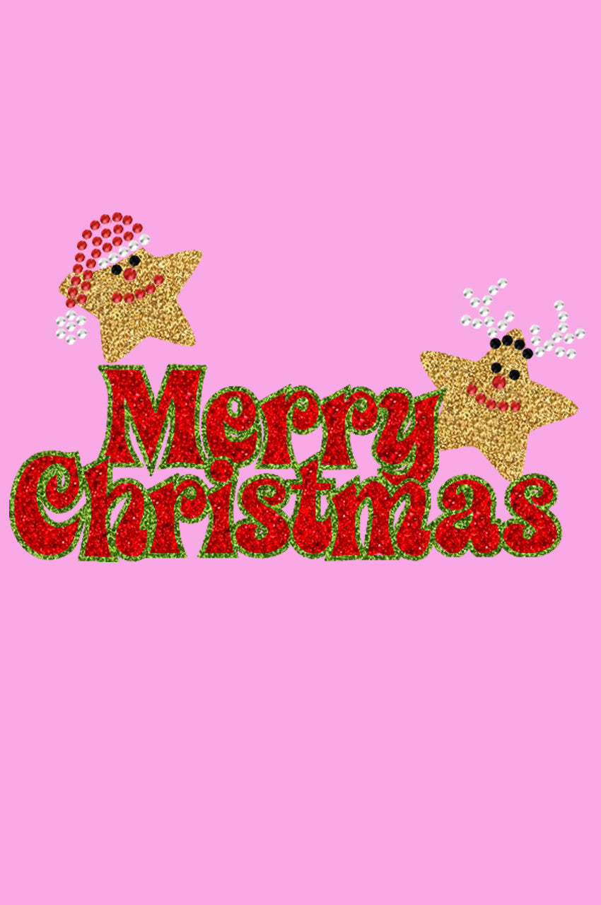 Merry Christmas Glitter Stars - Womens T-shirt