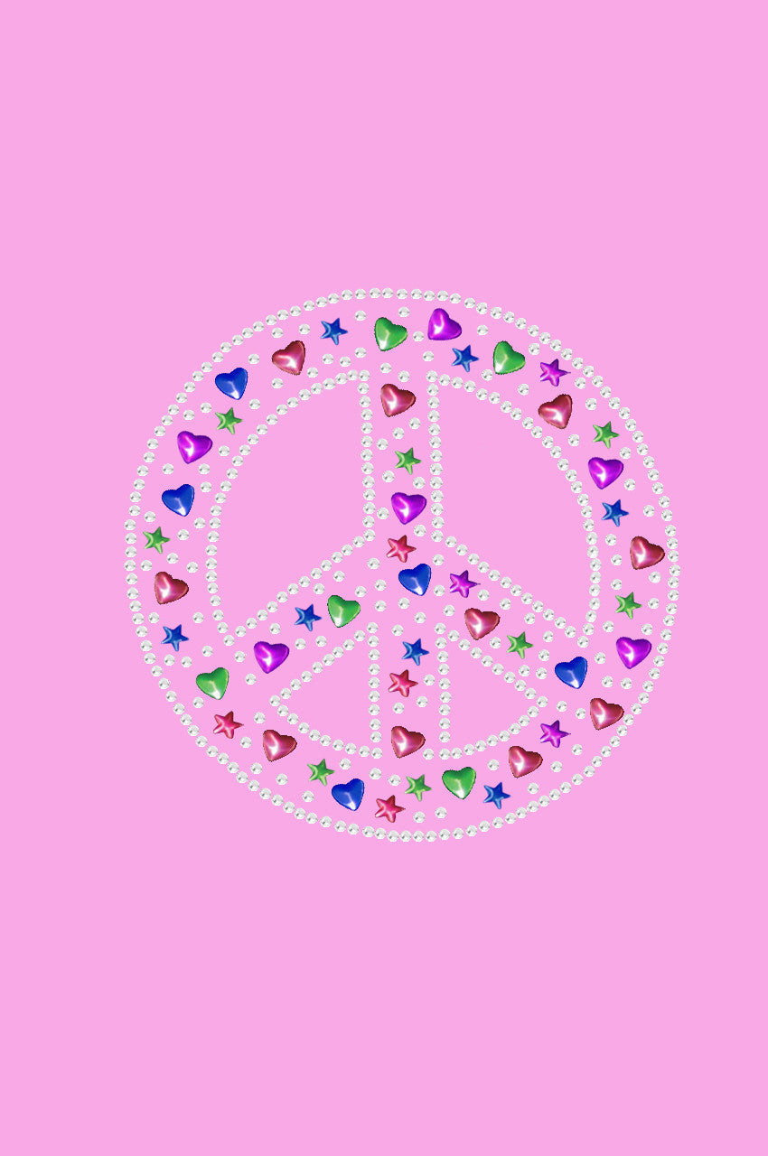 Peace Sign with Stars & Hearts - Womens T-shirt