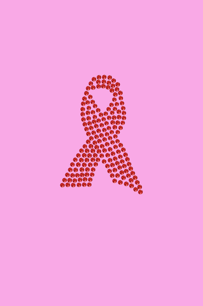 Ribbon (Red Rhinestones) - Womens T-shirt
