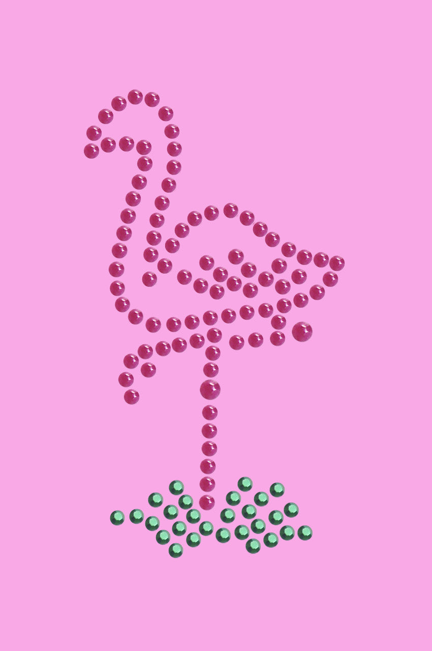 Pink Flamingo in Grass (Small) - Womens T-shirt