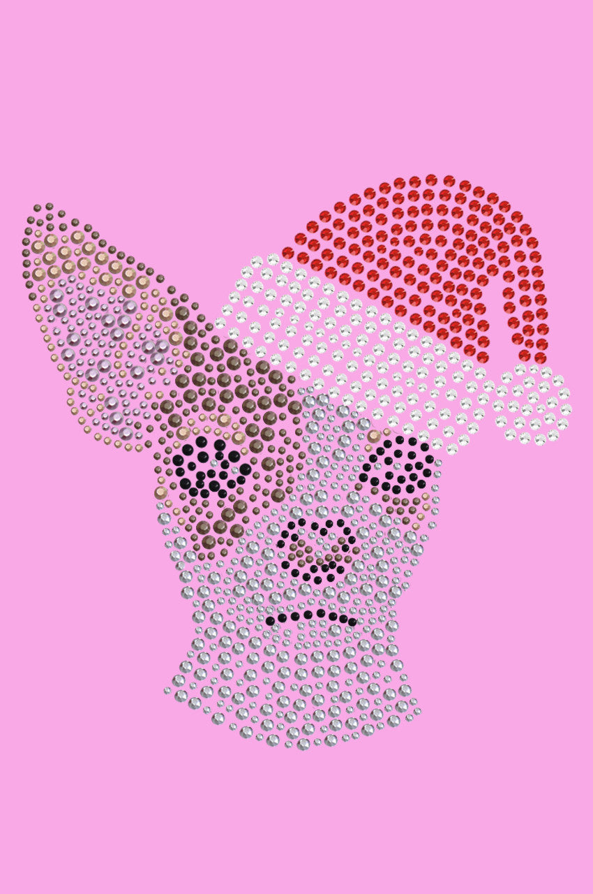 Chihuahua Face with Santa Hat - Womens T-shirt