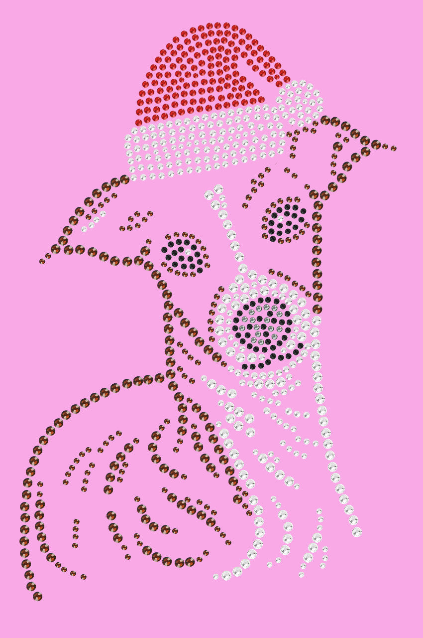 Italian Greyhound Face with Santa Hat - Womens T-shirt