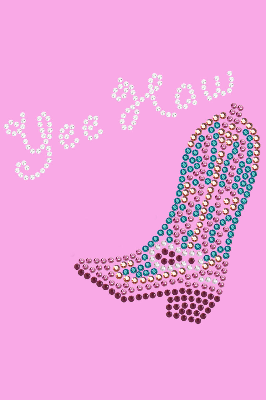 Boot (Pink & Turquoise) with Yee Haw - Womens T-shirt