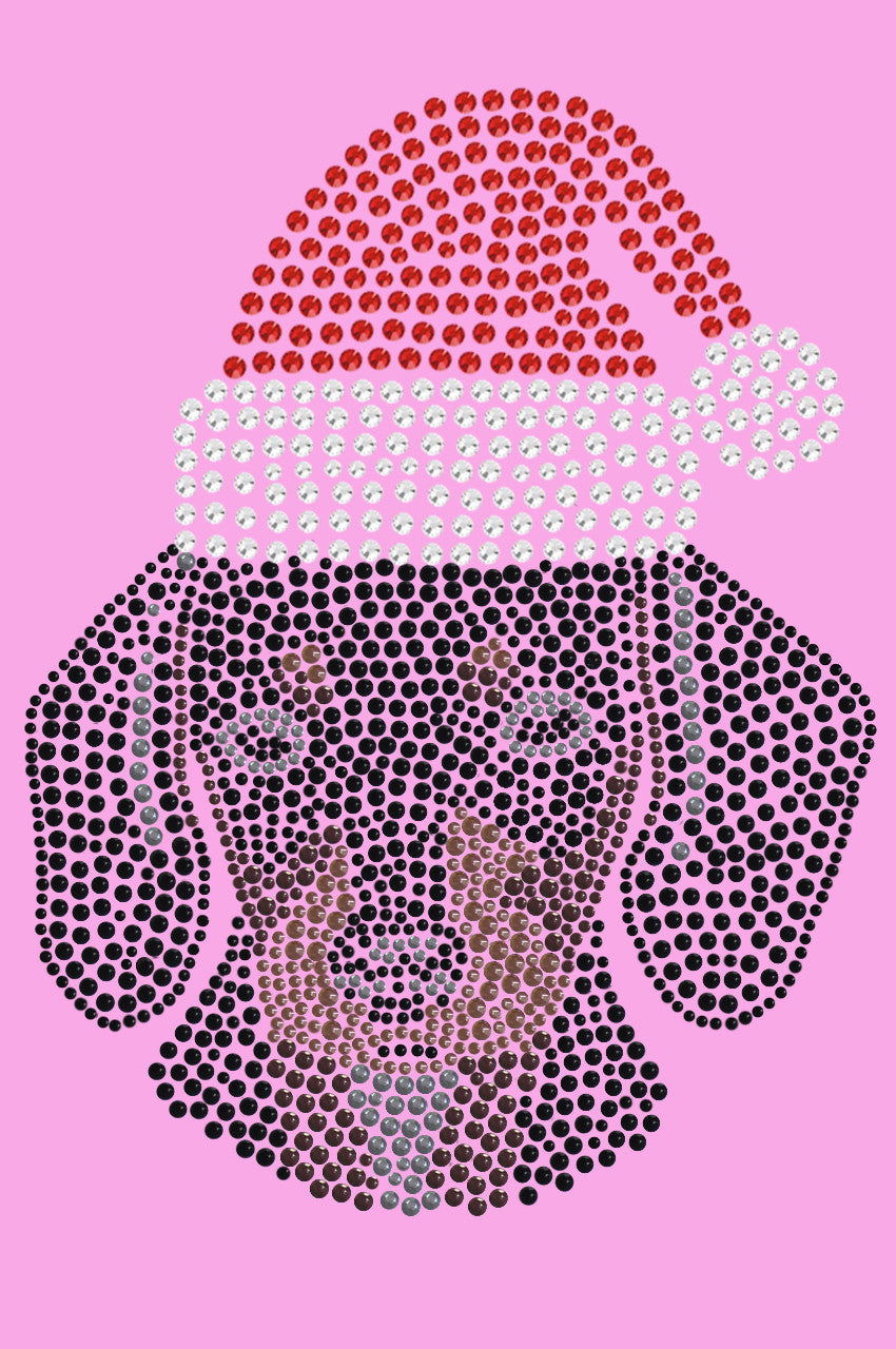 Dachshund Face with Santa Hat - Womens T-shirt