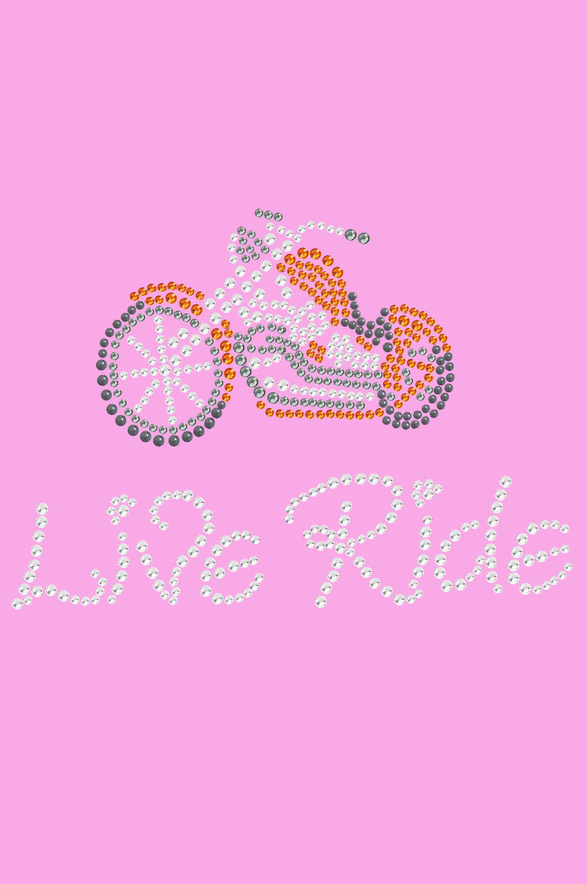 Live - Ride - Orange Motorcycle - Womens T-shirt