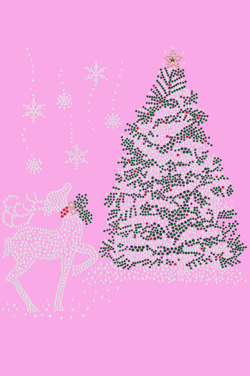 Christmas Tree with Reindeer - Womens Tee