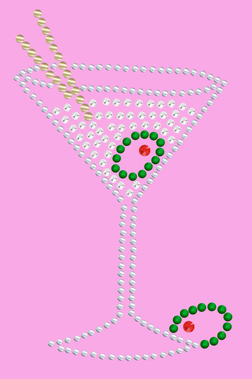 Martini (Silver Rhinestone)- Womens T-shirt