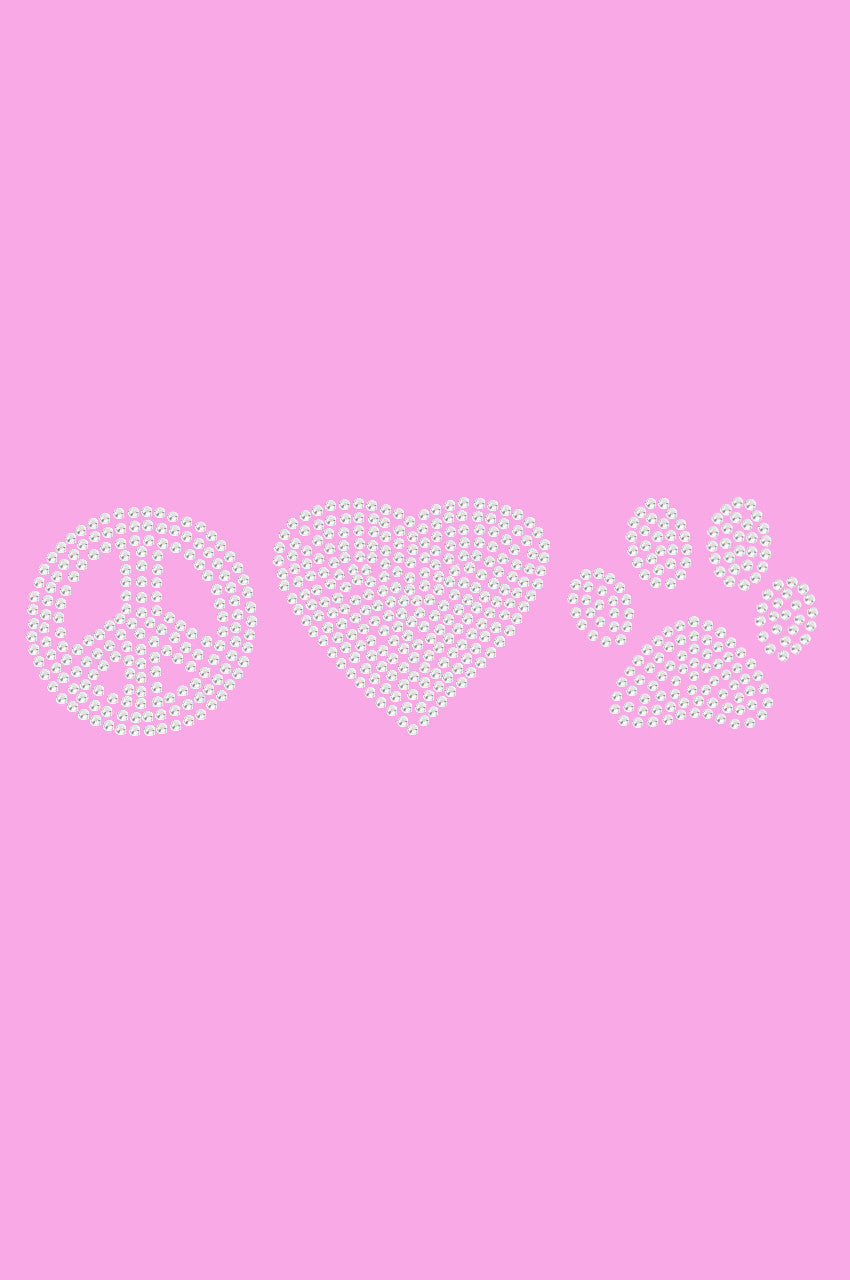Peace, Love Paw (Rhinestone) - Womens T-shirt