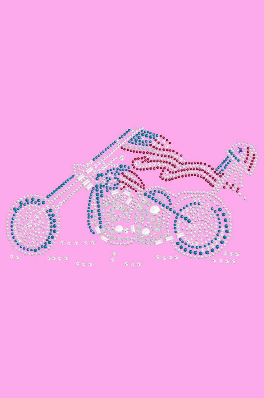 Motorcycle - Red, White, & Turquoise - Womens T-shirt