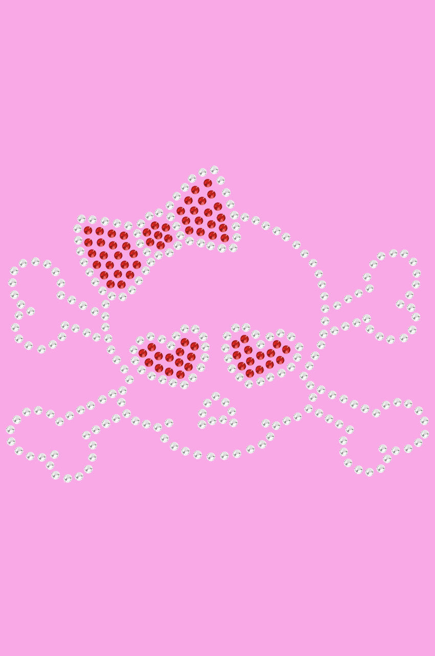 Skull with Red Bow - Womens T-shirt