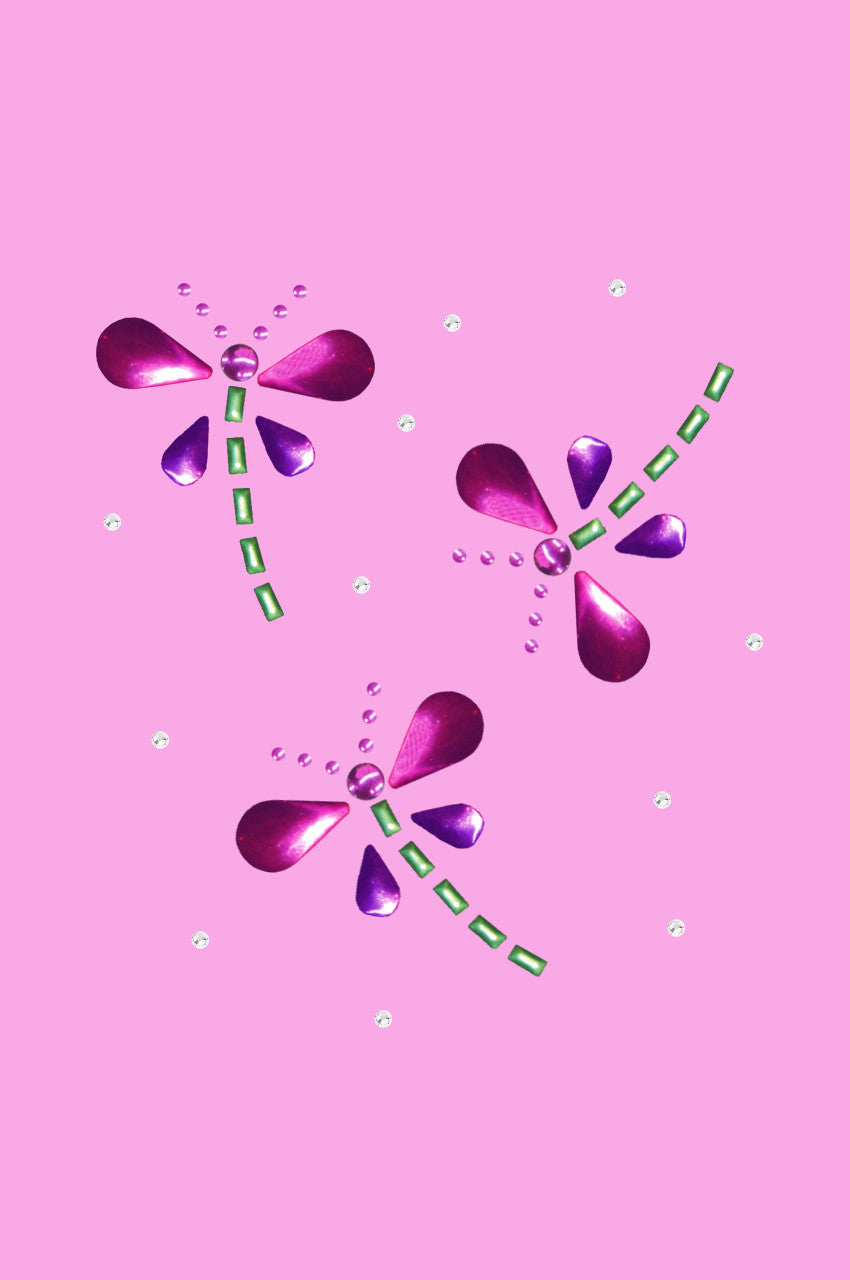 Pink & Purple Nailhead Dragonflies - Womens T-shirt