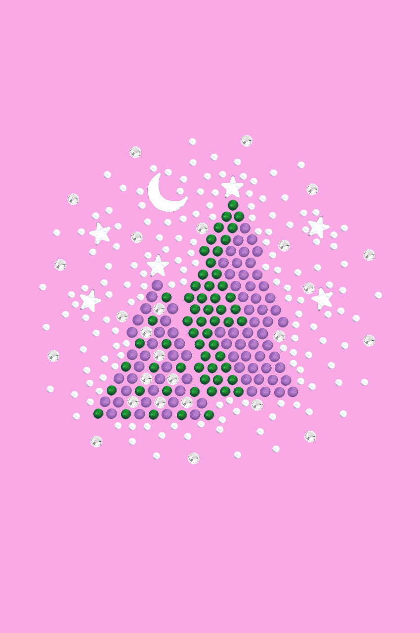 Purple & Green Christmas Trees with Austrian crystal Snowflakes - Womens T-shirt