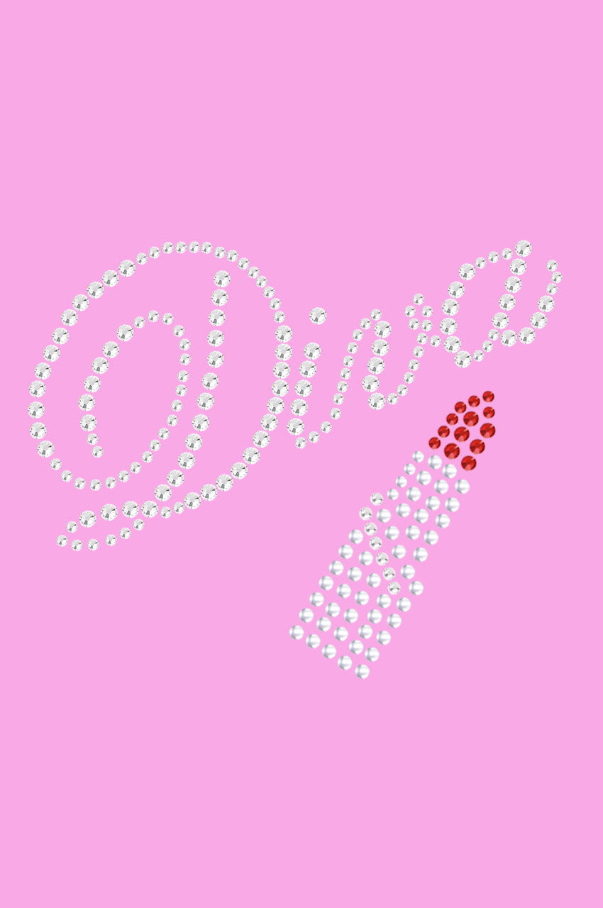 Diva with Austrian crystal Red Lipstick - Womens T-shirt