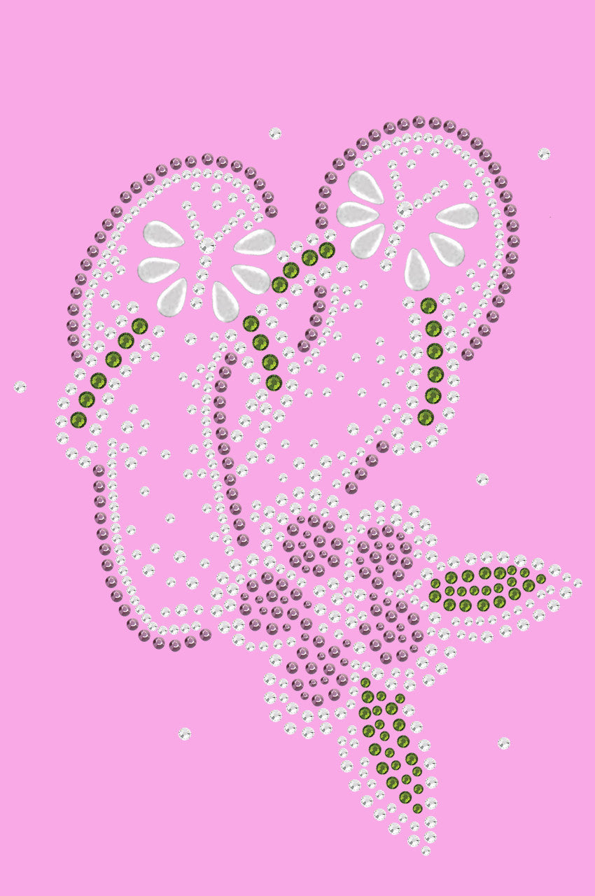 Pink Flip Flops with Flowers - Womens T-shirt