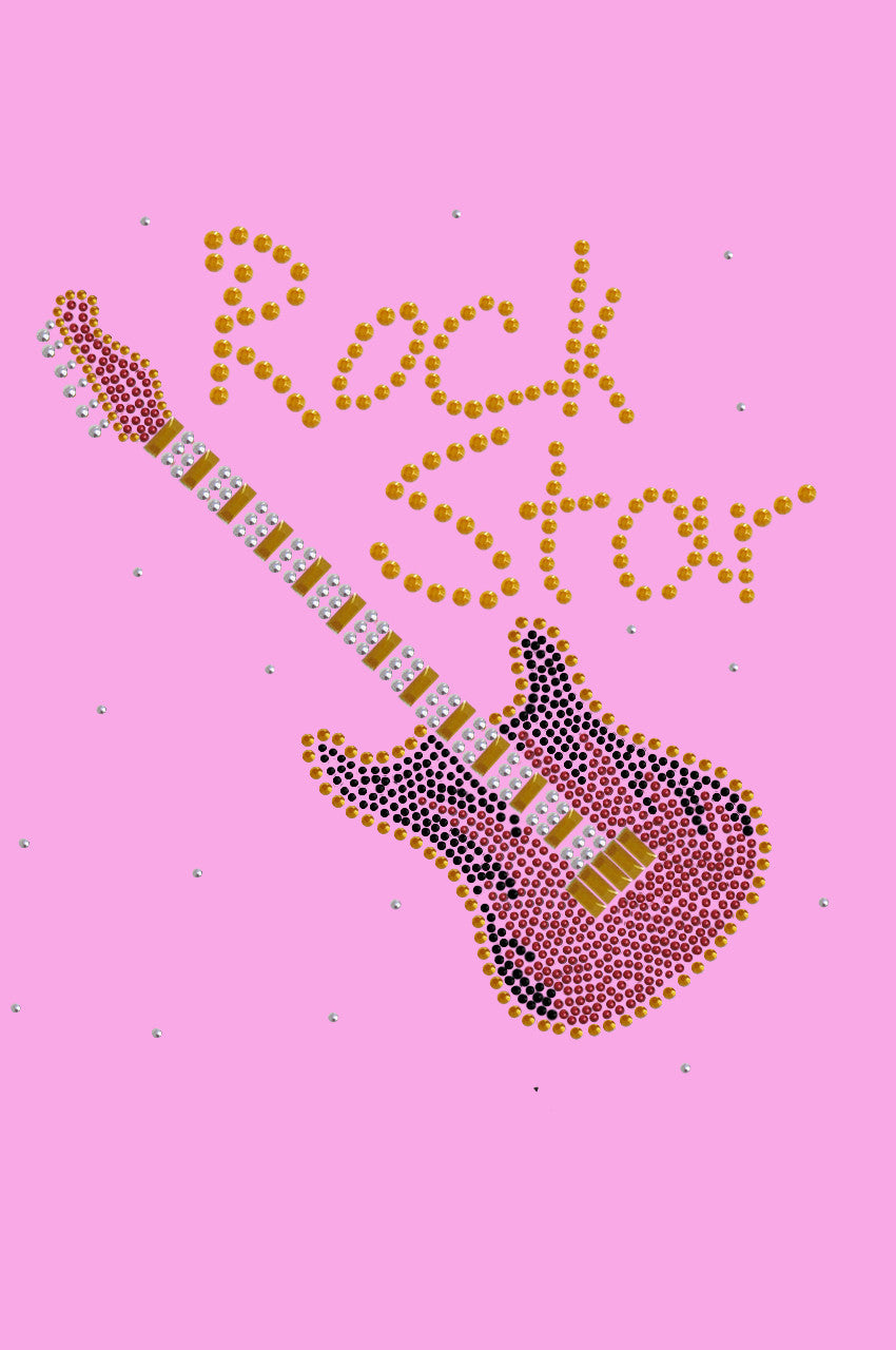 Rock Star with Red & Gold Guitar - Womens T-shirt
