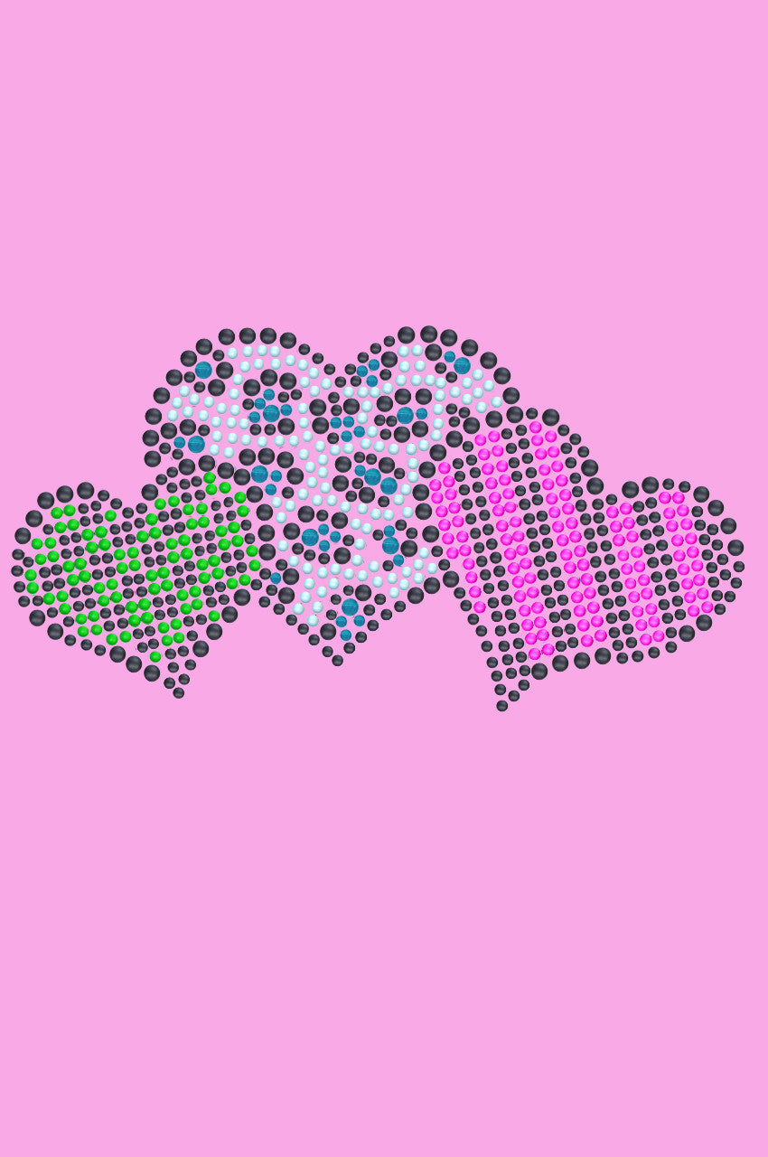 Leopard, Checks, & Stripes Multicolor Hearts - Womens T-shirt
