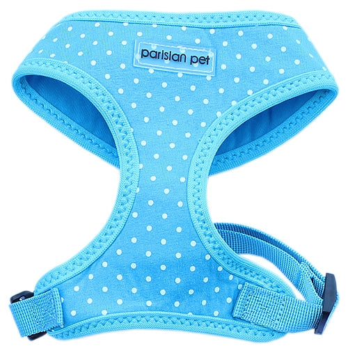 Parisian Pet Freedom Harness Polka Dot for Dogs & Cats – Adjustable Blue Dog Harness, Stylish and Durable Fit