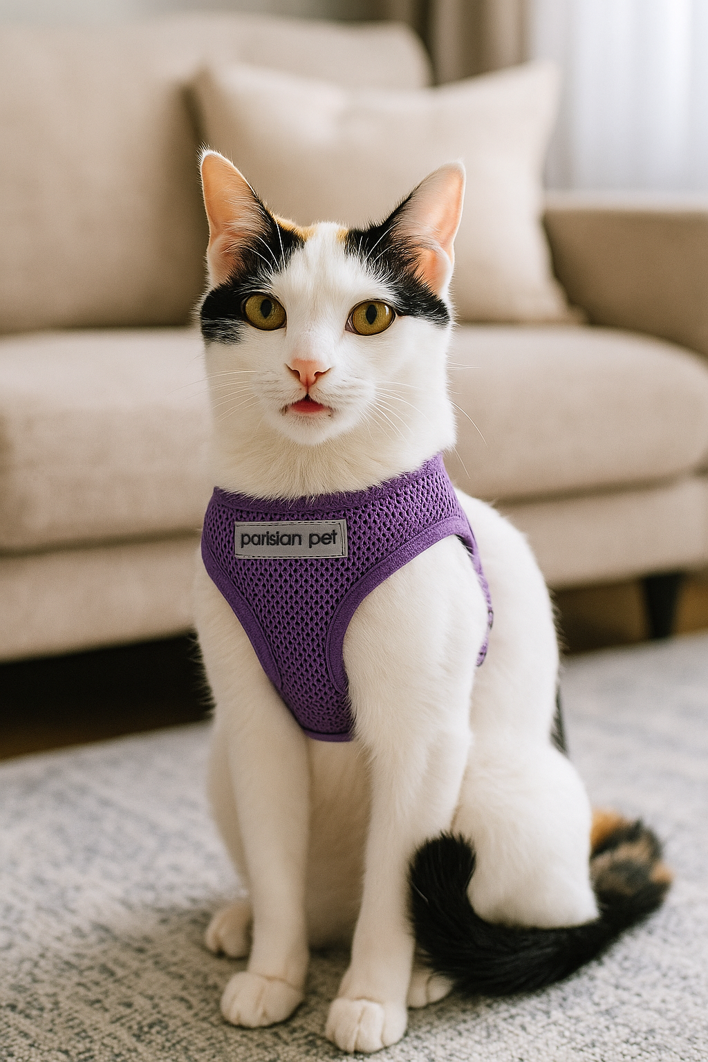 Parisian Pet Freedom Harness Lilac for Dogs & Cats  Comfortable and Durable Adjustable Lilac Pet Harness, Customizable Fit