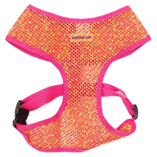 Parisian Pet Sport Net Harness for Dogs & Cats – Comfortable & Adjustable Pet Apparel, Pink Yellow