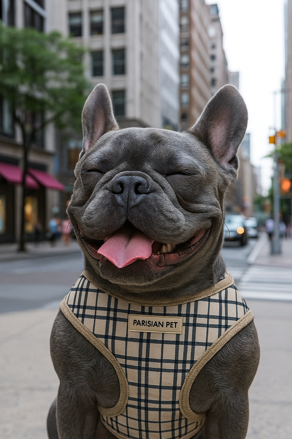 Parisian Pet Freedom Harness Khaki Plaid for Dogs & Cats  Comfortable and Adjustable Dog Harness, Stylish Khaki Plaid Design