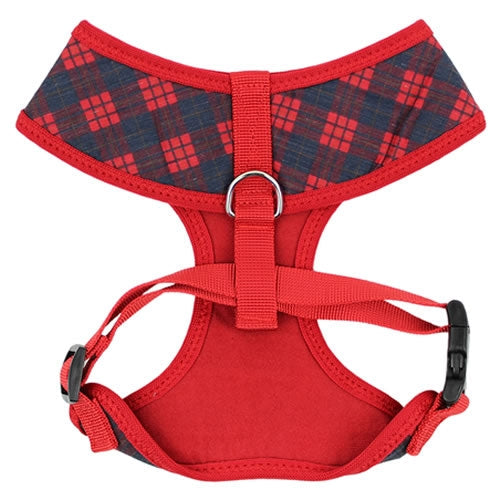 Parisian Pet Freedom Harness Scottish for Dogs & Cats  Durable and Adjustable Pet Harness, Stylish Plaid Design, Red & Blue