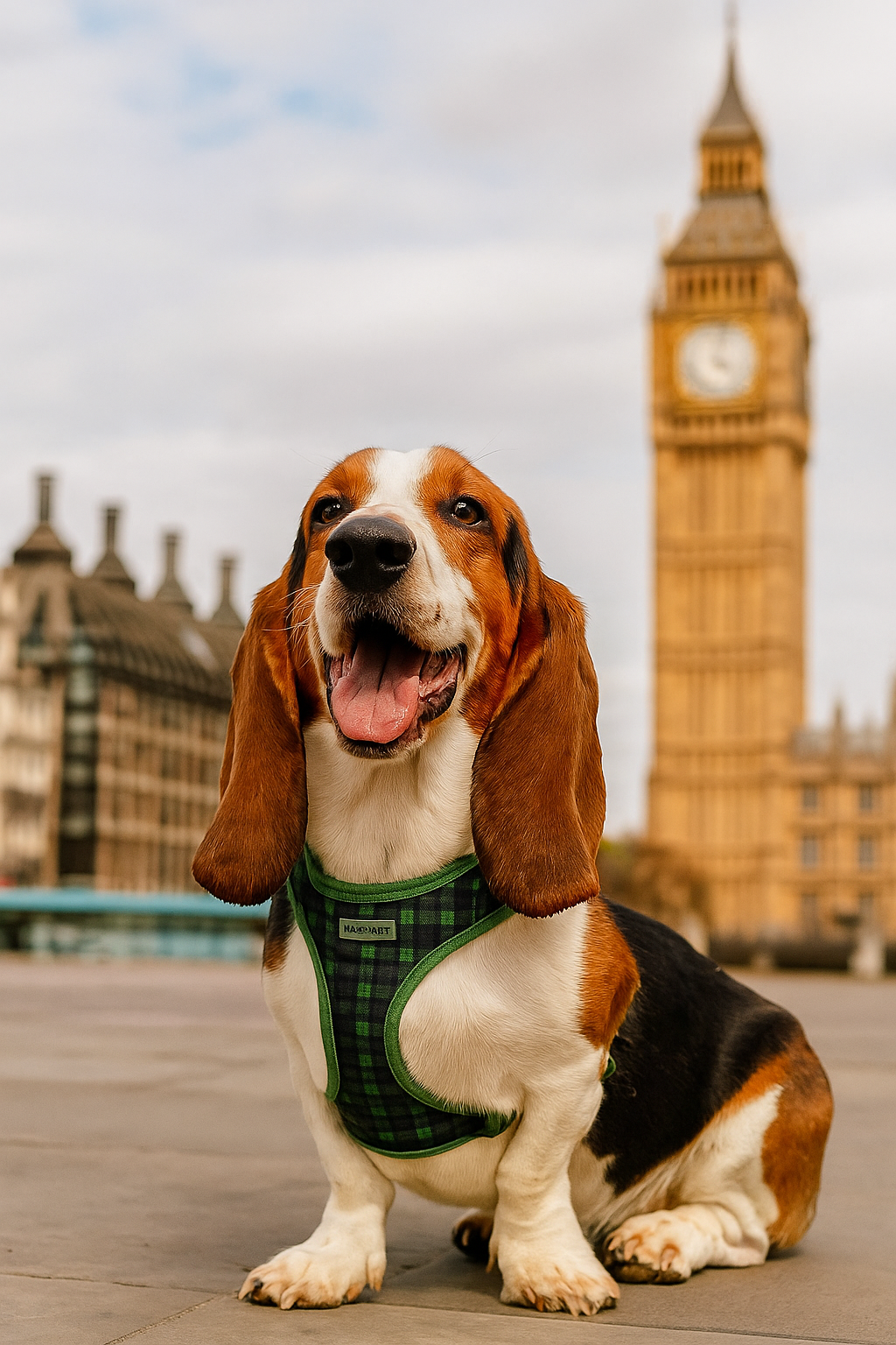 Parisian Pet Freedom Harness Scottish for Dogs & Cats  Comfortable Adjustable Plaid Dog Harness, Durable Design, Green & Blue