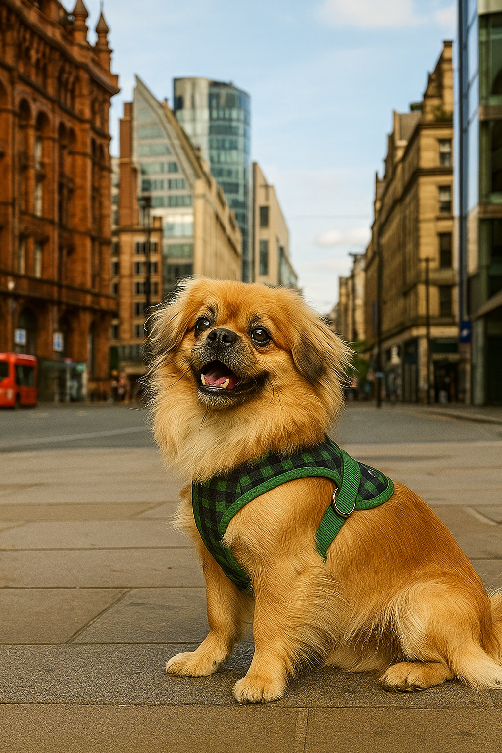 Parisian Pet Freedom Harness Scottish for Dogs & Cats  Comfortable Adjustable Plaid Dog Harness, Durable Design, Green & Blue