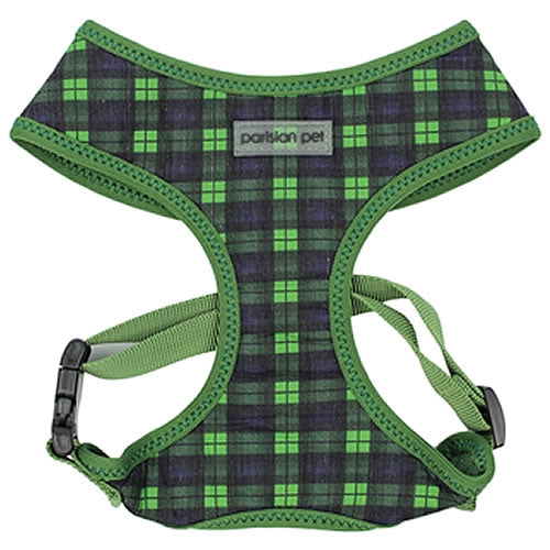 Parisian Pet Freedom Harness Scottish for Dogs & Cats – Comfortable Adjustable Plaid Dog Harness, Durable Design, Green & Blue