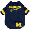 NCAA University of Michigan Wolverines Striped-Sleeve Dog T-Shirt