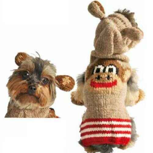 Chilly Dog Monkey Knit Wool Hoodie Dog Sweater