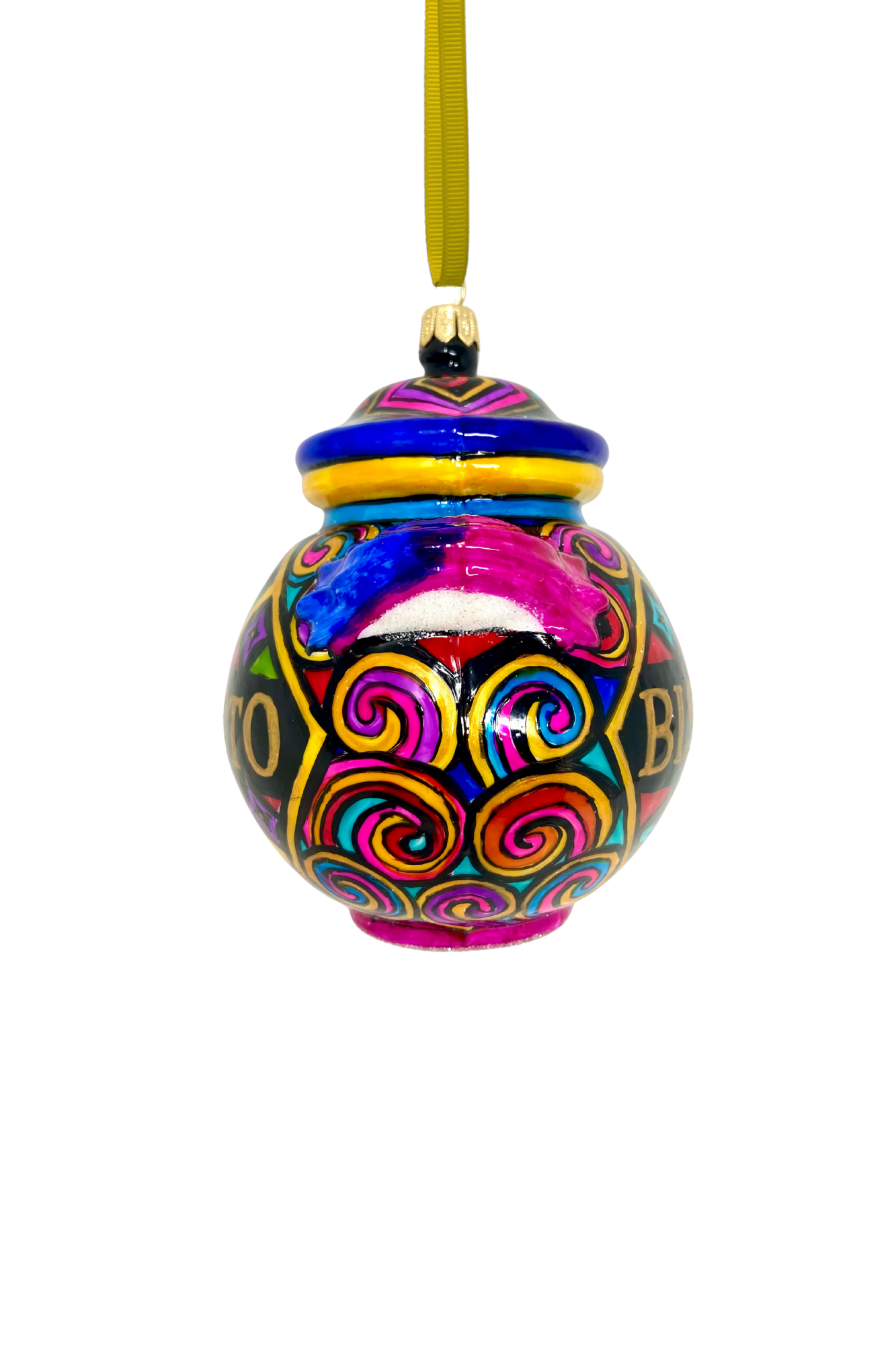 Mosaic Biscotto Jar Glass Christmas Ornament
