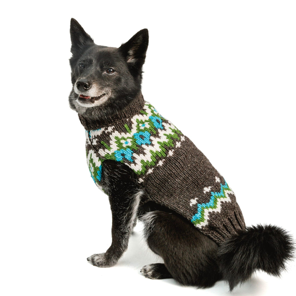 Chilly Dog Charcoal Fair Isle Wool Dog Sweater