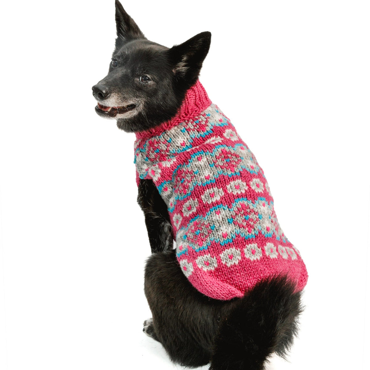 Chilly Dog Alpaca Rose Fair Isle Dog Sweater