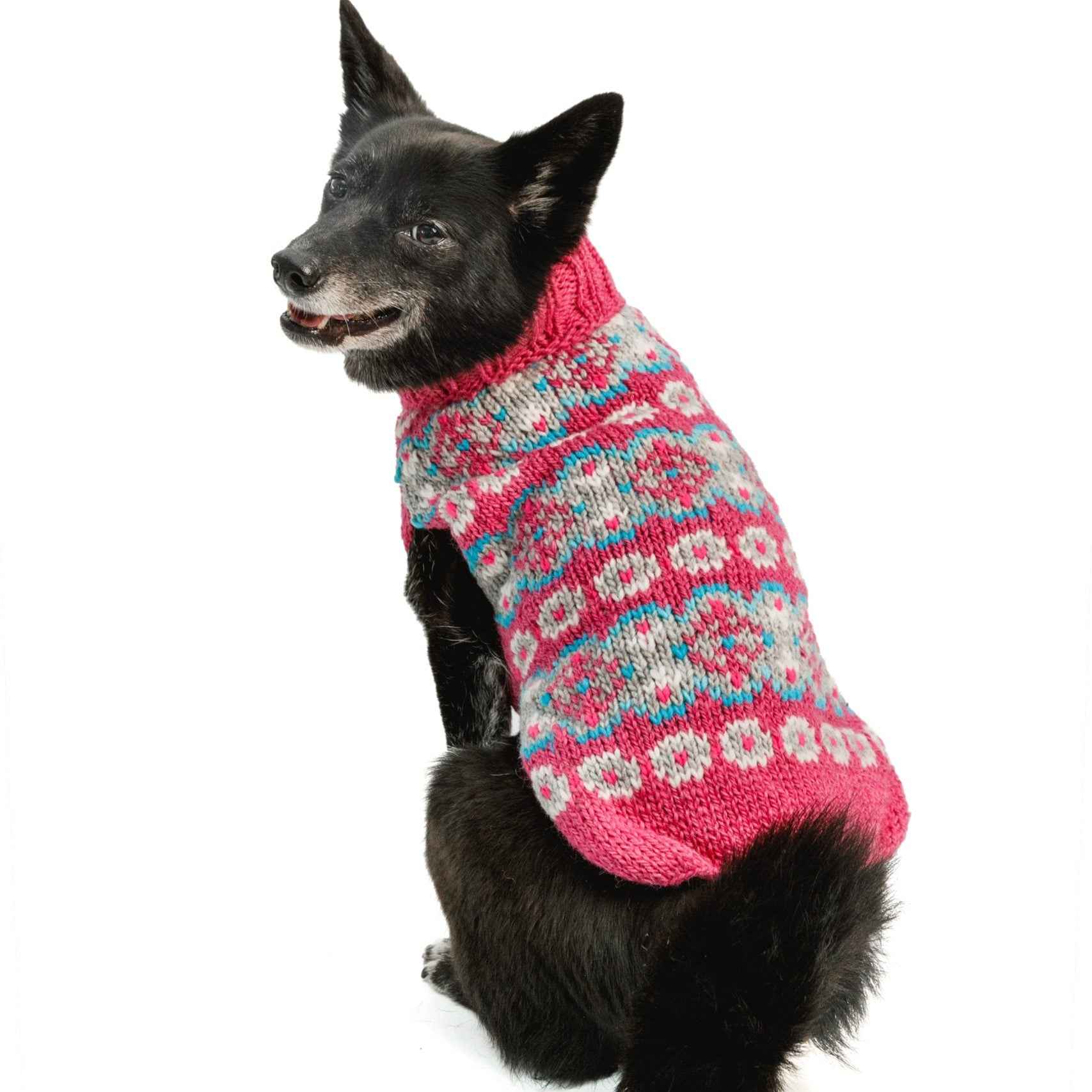 Chilly Dog Rose Fair Isle Alpaca Wool Dog Sweater